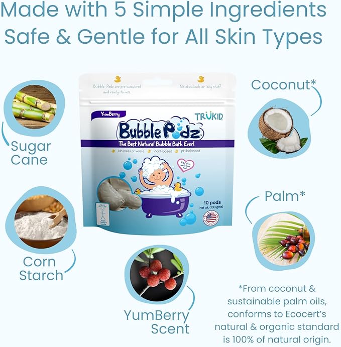 TruKid Bubble Podz Bubble Bath for Kids, & Babies, Tear Free Gentle & - Image 5