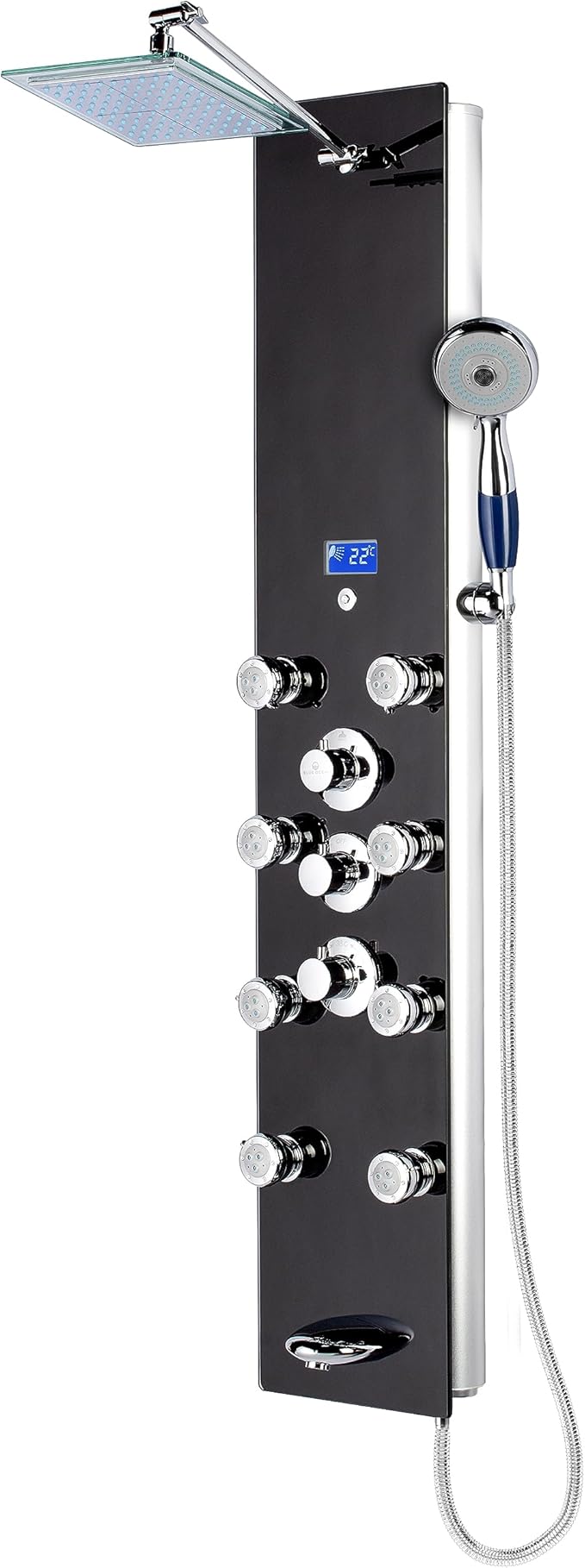 Blue Ocean 52” Aluminum SPA331B Tempered Glass Thermostatic Shower Panel Tower by TheHomeBudgetHousewareInc