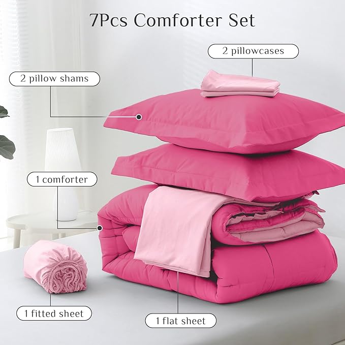 JOLLYVOGUE Full Comforter Set, Ultra-Soft Bed in a Bag Full Size 7 Pieces - Image 5