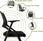 VACYOVKE Folding Conference Room Chairs Set of 2 Black Guest Reception Chair for Office, Waiting Room, Meeting, Lobby, Church