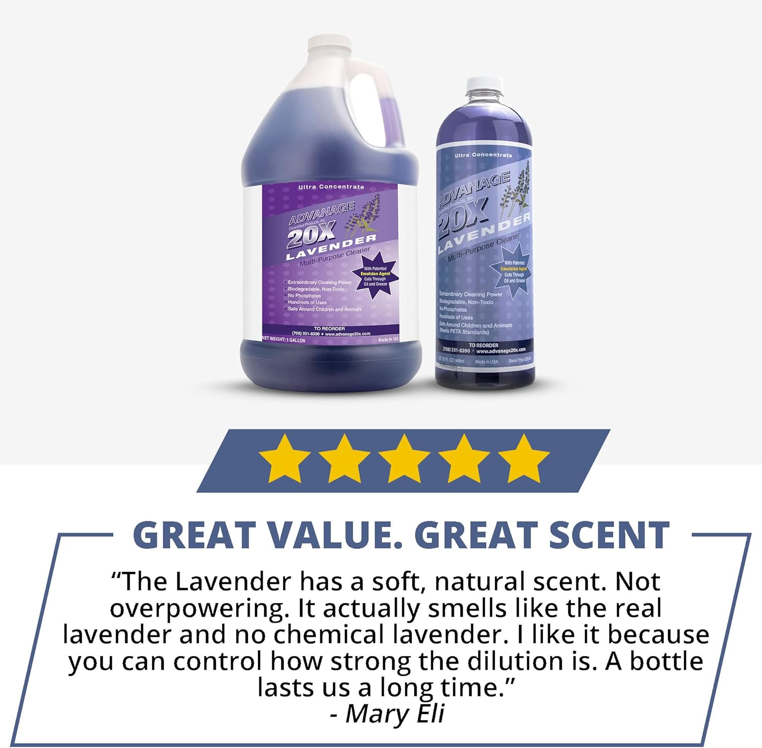 All Purpose Cleaner Concentrate - Advanage 20X The Wonder Cleaner Lavender for All Surfaces Around Bathroom, Kitchen, Oil and Grease, Multi Purpose Cleaner for Household Cleaning Solution | 32 FlOz