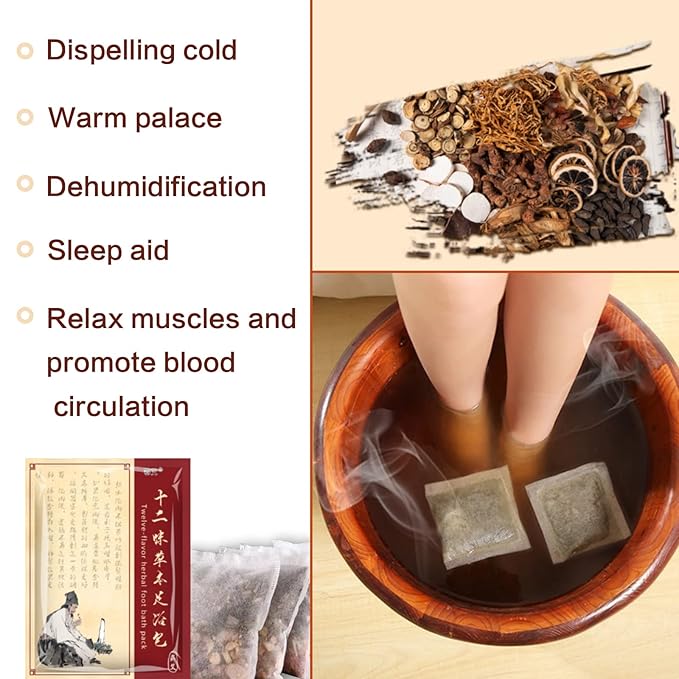30 Pack Ginger & Mugwort Herbal Foot Soak Spa Set - 900g Natural Plant Blend - Image 5