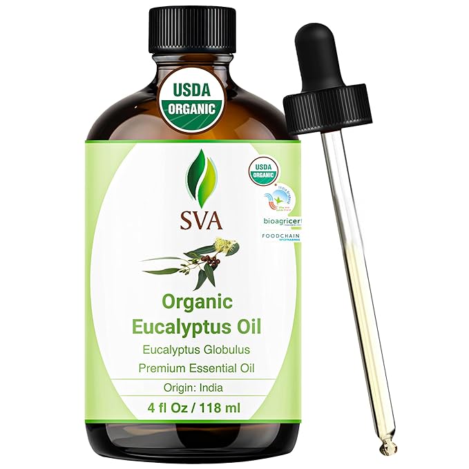 SVA Eucalyptus Essential Oil Organic – 4 Fl Oz – 100% Natural Organic by SVAORGANICS