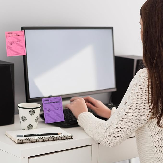 9Pack Phone Message Pads for Office, 4 x 5 Inch Self-Stick Note Pads, While You were Out Message Pad Neon Sticky Notes, Urgent Sticky Note for Work Call, Office Supplies, 50 Sheets/Pack (Style-C)