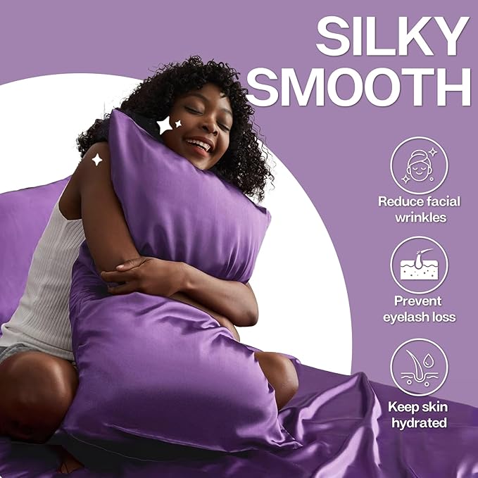MR&HM Satin Pillowcase for Hair and Skin, Silk Satin Pillowcase 2 Pack - Image 4