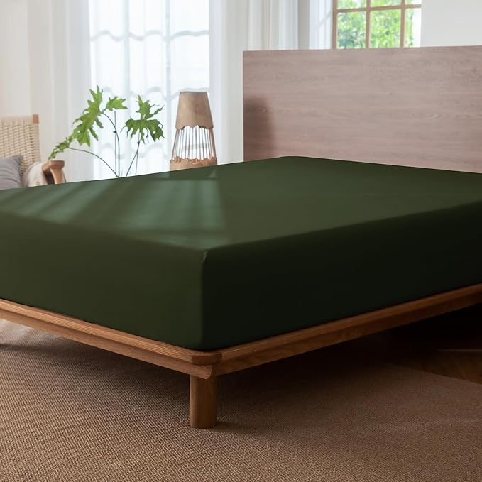 MooMee Fitted Bottom Sheet Only 100% Washed Cotton Linen Like Textured - Image 4