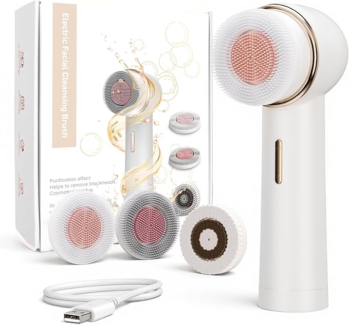 Electric Facial Cleansing Brush, Rechargeable Waterproof Dual Rotating Face by Unknown