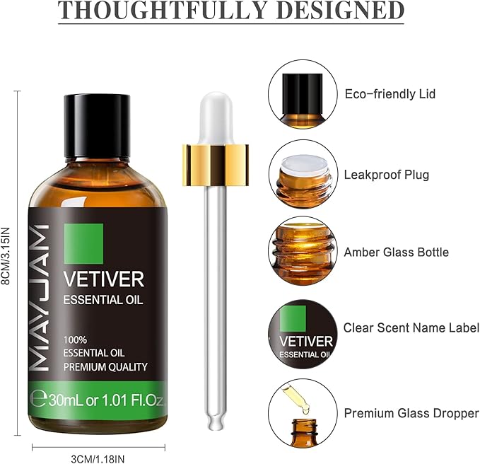 MAYJAM Vetiver Essential Oil 30ML, Pure Vetiver Oil Essential Oils - Image 6