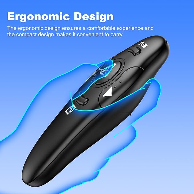 USB Type C Presentation Clicker Wireless Presenter Remote Clicker for PowerPoint Presentations with Red Pointer, PowerPoint Clicker Slide Advancer for Mac/Laptop/Computer/Class/Office