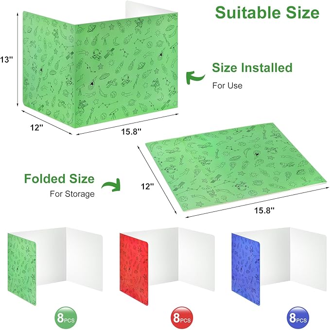 Ubenic 24-Pack Desk Dividers for Students, Space Cardboard Privacy Boards for Student, Privacy Shield Folder Boards, Classroom Divider Shield for School Teachers Home