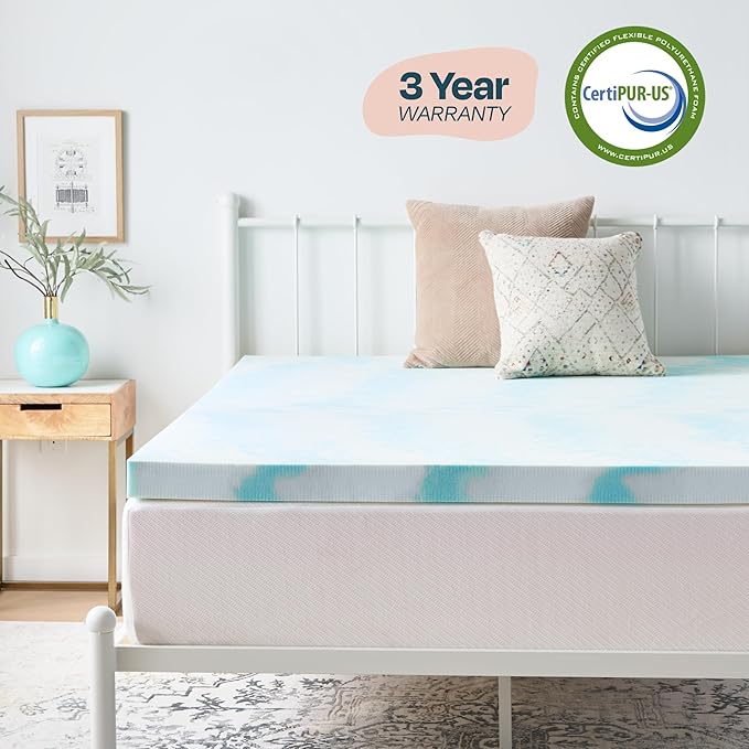 Linenspa 3 Inch Swirl Gel Memory Foam Mattress Topper, Full Size – Cooling Gel - Image 5