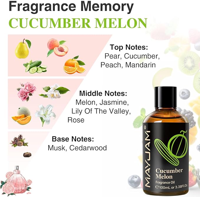 MAYJAM 100ML/3.38FL.OZ Cucumber Melon Fragrance Oils - Image 4