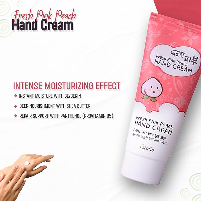 esfolio Fresh Pink Peach Hand Cream – Moisturizing Korean Hand Lotion - Image 5