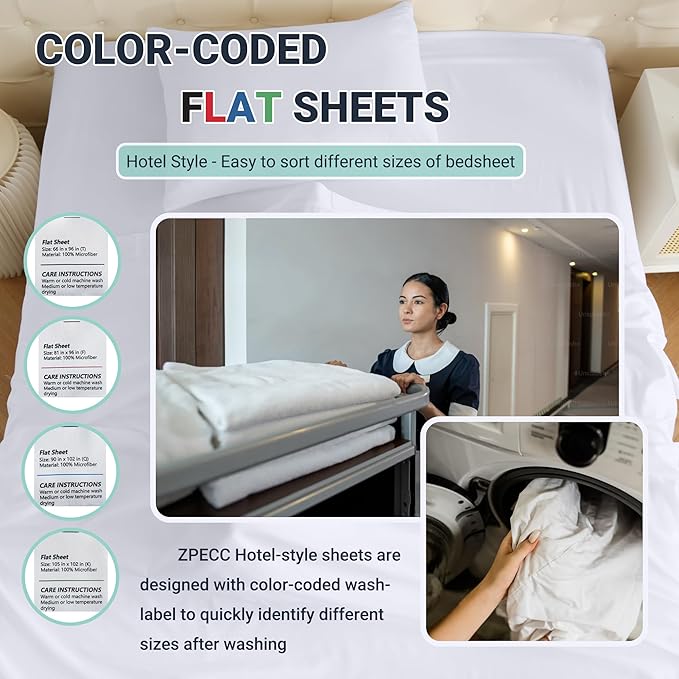 ZPECC Queen Flat Sheet Only 1 Pack, Durable Pink Top Bed Sheets Hypoallergenic - Image 4