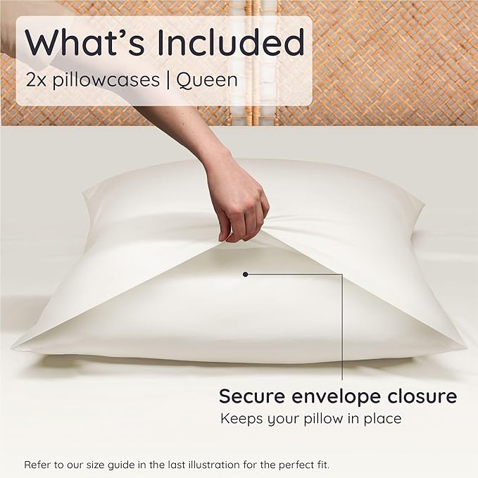 Bambaw 100% Viscose Derived from Bamboo Pillowcase Queen Size – Set of 2 Queen - Image 2