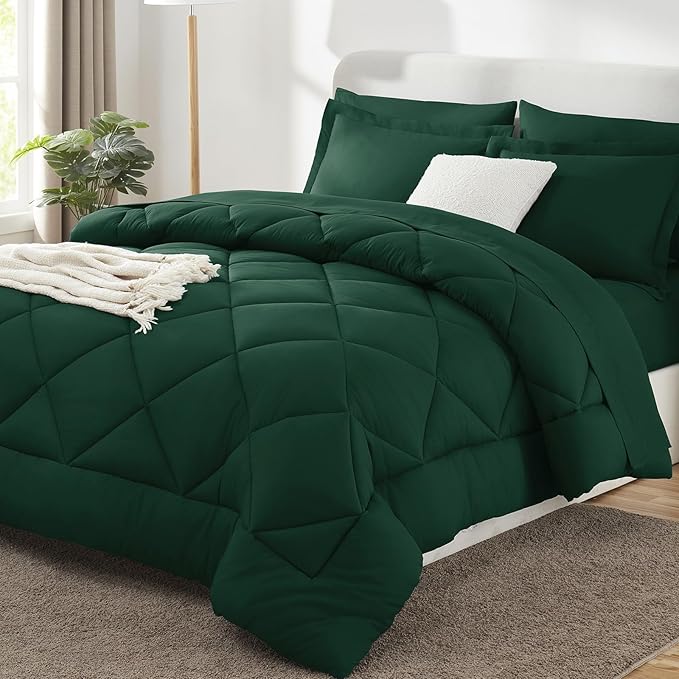 CozyLux Queen Comforter Set Emerald Green by CozyLux