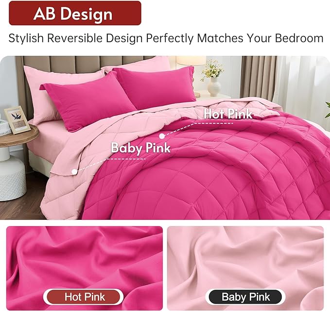 MUXHOMO 7 Pieces California King Comforter Set, Reversible Bed in a Bag Cal - Image 3
