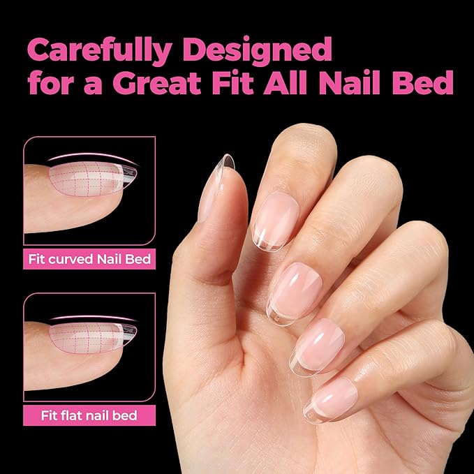 UNA GELLA Short Oval Round Nail Tips Pre Etched Short Oval Gel Nail Tips Soft - Image 4