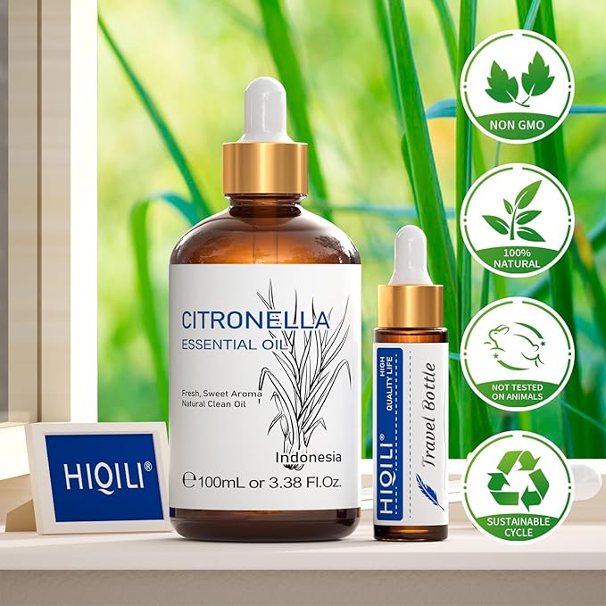 HIQILI 100ML Citronella Oil for Homemade Sprays, Add to Diffuser, 100% Pure and - Image 9