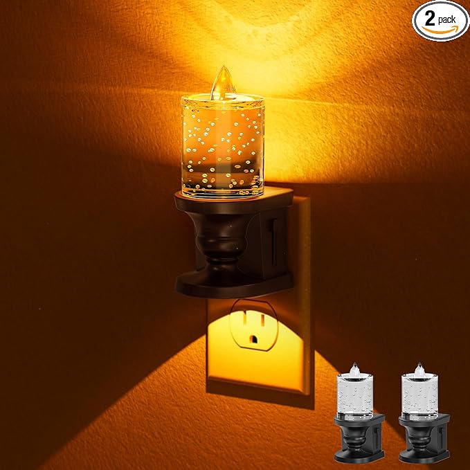 Briignite Flameless Candle Night Light, Bubble Night Lights Plug into Wall by WelcometoBriigniteenjoyyourtimehere