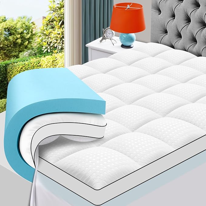 MASVIS California King Size Dual Layer 4 Inch Memory Foam Mattress Topper by MASVIS