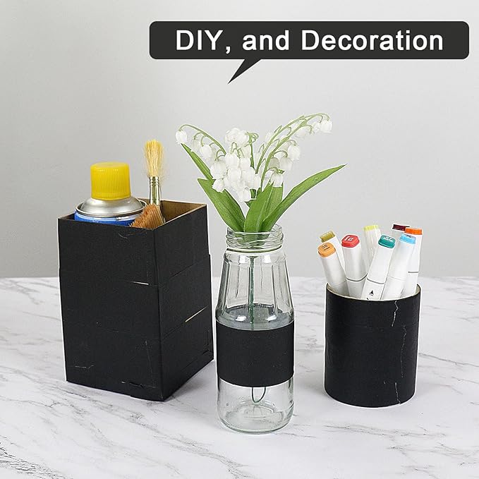 BOMEI PACK Black Painters Tape 1 Inch Bulk - Paint Tape 10 Rolls x 1 Inch x 55 Yards - Painter's Tape Black Masking Tape for Walls Painting, DIY Crafting, and School Projects, Total 550 Yards