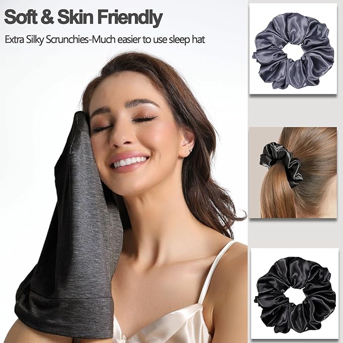 Satin Bonnet for Sleeping Night Cap, Adjustable Satin Lined Silk Bonnets Sleep - Image 8