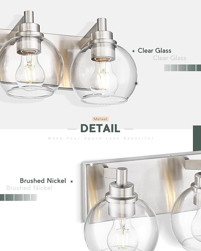 Bathroom Light Fixtures, 6 Light Brushed Nickel Vanity Light, 38 Inch Modern - Image 3