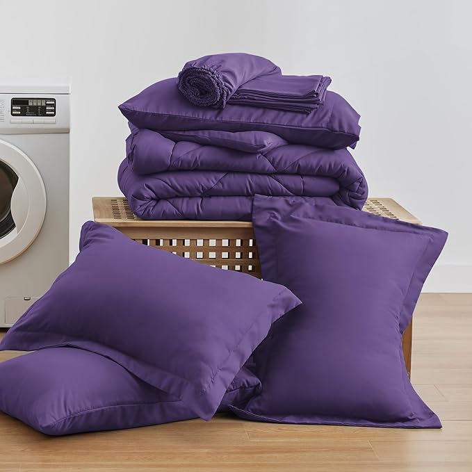 Love's cabin Queen Comforter Set Purple, 7 Pieces Queen Bed in a Bag, All - Image 6