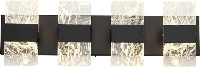 Modern LED Bathroom Light Fixtures Dimmable 4-Light Black Vanity Light - Image 9