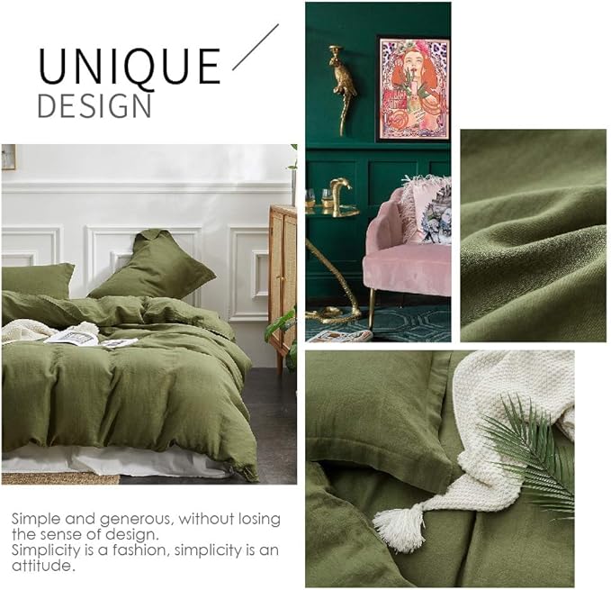 Simple&Opulence 100% Linen Duvet Cover Set 3pcs Basic Style Natural French - Image 5