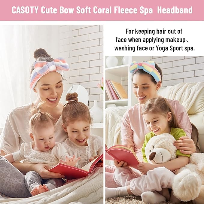 Casoty 6 Pcs Hairband, Soft Coral Fleece Makeup Headband, One Size Fits All - Image 4