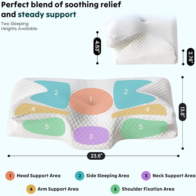 DUMOS Cervical Neck Pillow for Sleeping, Cooling Ergonomic Memory Foam Pillow - Image 8