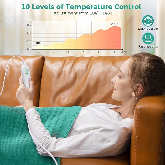 NOWWISH Heating Pad for Back Pain Relief & Period Cramps, 33x17 Inches Large - Image 3