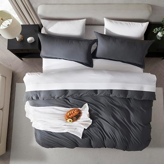Nestl Dark Grey California King Duvet Cover Sets - Image 5