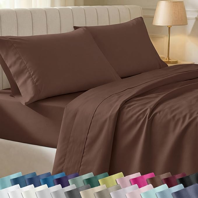 CALIFORNIA DESIGN DEN Soft 100% Cotton Bed Sheets King Size Set, 400 Thread by CaliforniaDesignDen