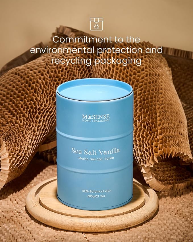M&SENSE Sea Salt Vanilla Scented Candles Large Beach Candle, Natural Soy Summer - Image 7