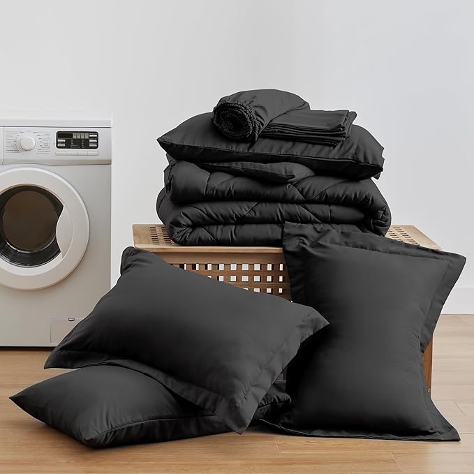 Love's cabin California King Comforter Set Black, 7 Pieces California King Bed - Image 9