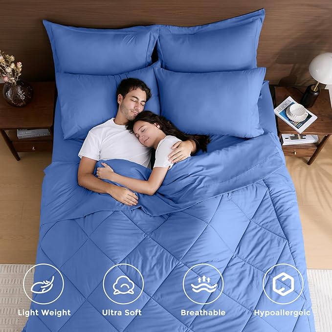 HEVUMYI Royal Blue Queen Comforter Set - Image 2