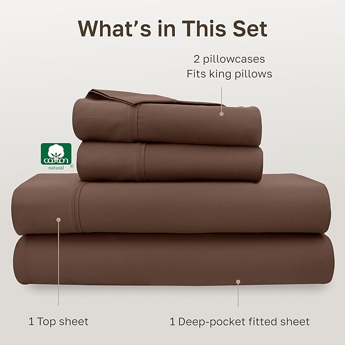 CALIFORNIA DESIGN DEN Soft 100% Cotton Bed Sheets King Size Set, 400 Thread - Image 4