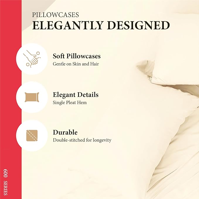 100% Egyptian Cotton King Pillow Case Set of 2 - Image 4