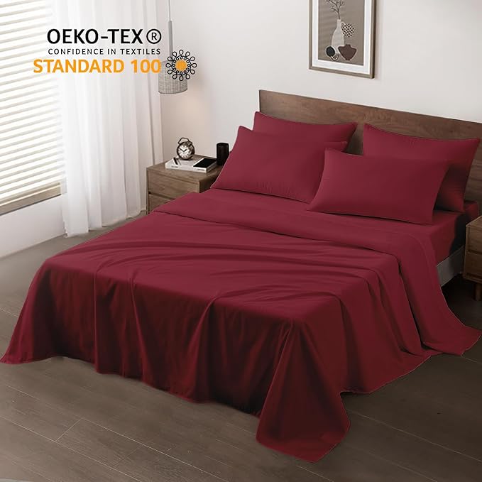 Maple&Stone Queen Flat Sheet 6 Pack, Premium Soft & Breathable, Brushed - Image 2