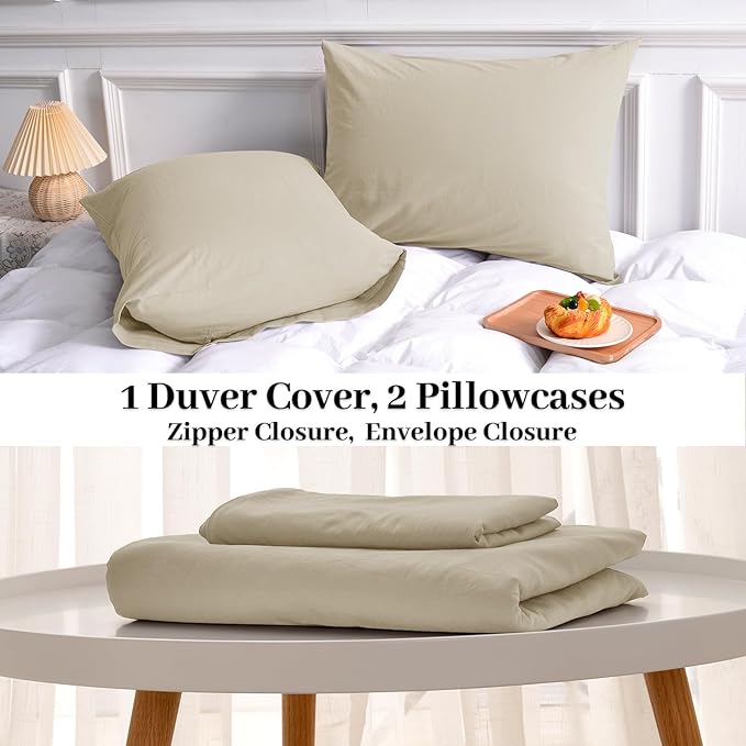 NEXHOME PRO Duvet Cover Set 100% Washed Cotton Oversized King 120"x98" Linen - Image 8