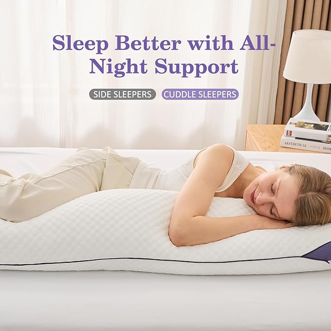 HOMELAB Adjustable Shredded Memory Foam Body Pillow, Cooling Long Pillow - Image 3