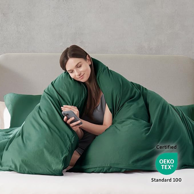 Nestl Dark Green California King Duvet Cover Sets - Image 3