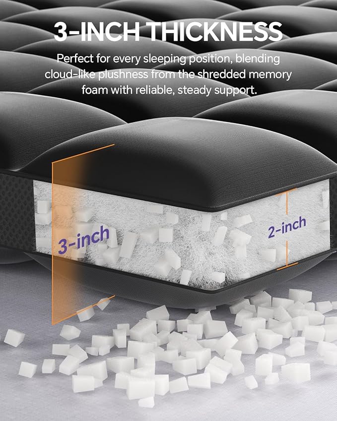 ChiXpace Dual Layer 5 Inch Memory Foam Mattress Topper Queen - Image 2