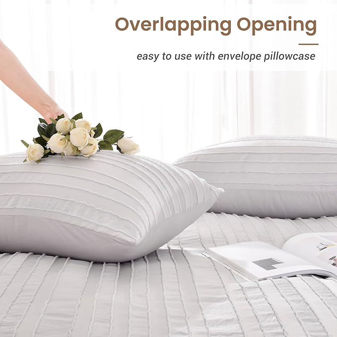 NEXHOME PRO Duvet Cover King, Light Grey 3 Pieces Boho Tufted Duvet Cover Set - Image 5