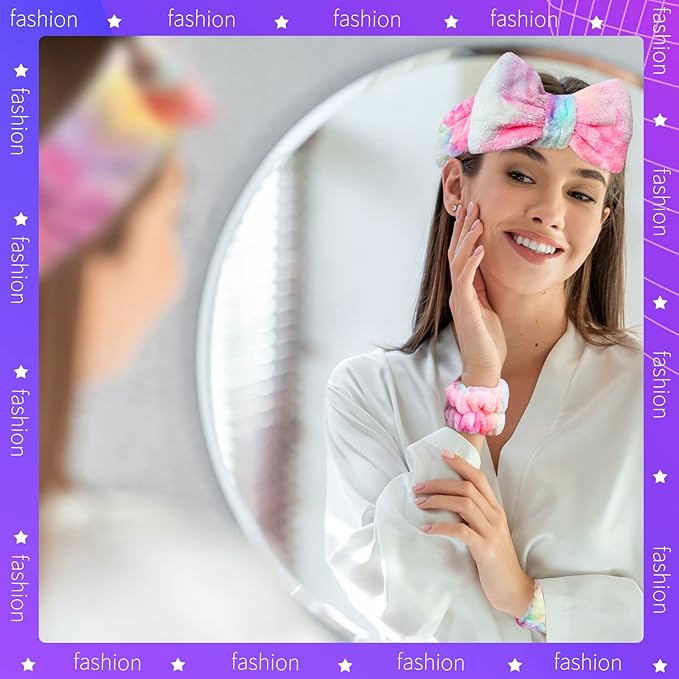 WSYUB Spa Headband and Wrist Bands, Makeup Headband and Wrist Towels - Image 4