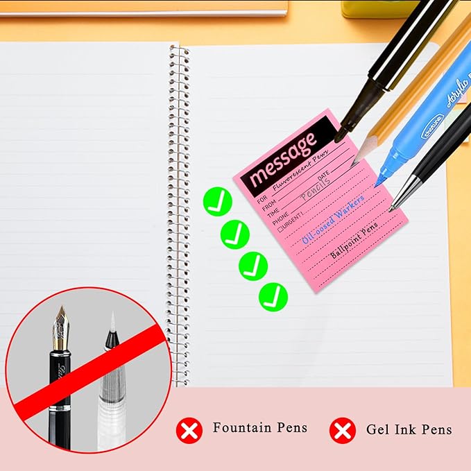 Phone Message Sticky Notes Phone Memo Pads, 6 Pads Lined Sticky Notes Pads, 4x6 inch Phone Message Pad Self Sticky Notes with Line Colorful Post Memos for Office, School and Home, 50 Sheetsx6 Pack