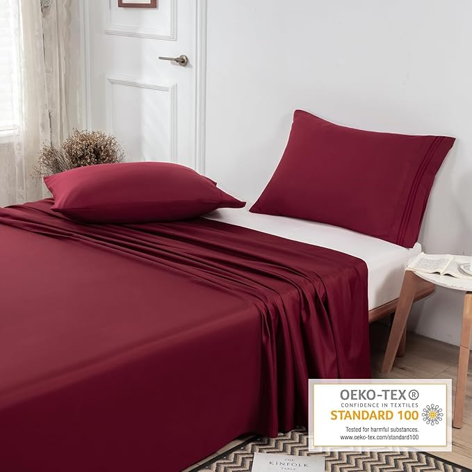 Lirex Flat Sheet, Full Size Extra Soft Brushed Microfiber 1800 Microfiber Flat - Image 4